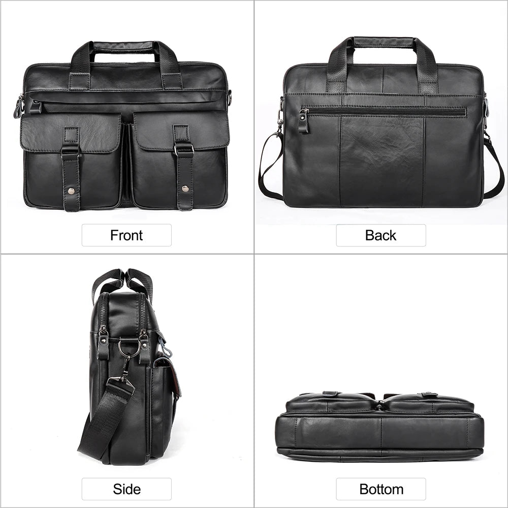 JOYIR Genuine Leather Men's Briefcases 15.6" Laptop Bag Office Bags for Men Document Business Shoulder Messenger Bag  Handbag