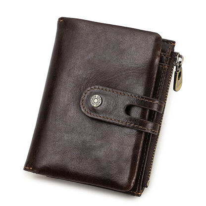 Oil Leather Women Wallets Short Card Holder Anti-lost Airtag Case Hasp Zipper Coin Purse Ladies Wallets Rfid Money Bag Mini