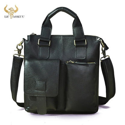 Men Original Leather Retro Designer Business Briefcase Casual 12" Laptop Travel Bag Tote Attache Messenger Bag Portfolio B259