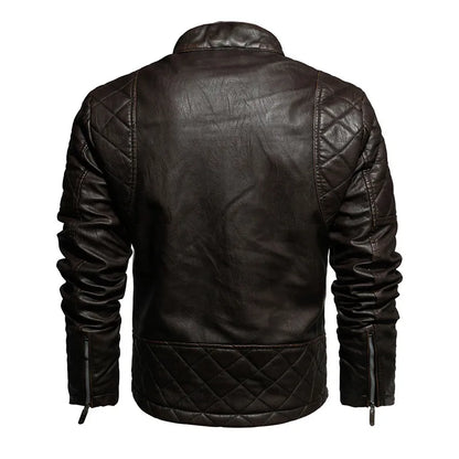 Men Fashion Leather Jacket Men Autumn Motorcycle Slim Fleece Jacket Coat Men Spring Outdoor Casual Motor Biker PU Leather Jacket