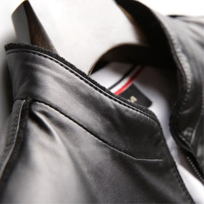 Men's Genuine Sheepskin Leather Jacket Casual Stand Collar Male Coat Leisure Spring Autumn Wear