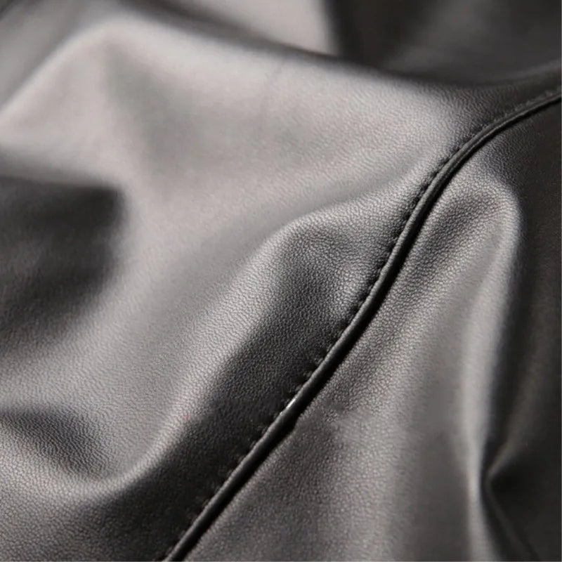 Men's Genuine Sheepskin Leather Jacket Casual Stand Collar Male Coat Leisure Spring Autumn Wear