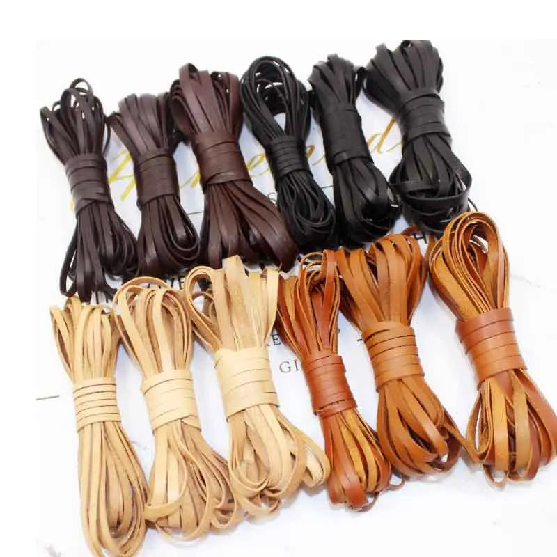 2 Meters 3 4 5 6 8 10mm Flat Genuine Leather Cord 1mm Thickness Black Brown Bracelet Leather String Rope DIY Jewelry Findings