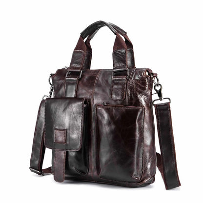 Men Original Leather Retro Designer Business Briefcase Casual 12" Laptop Travel Bag Tote Attache Messenger Bag Portfolio B259