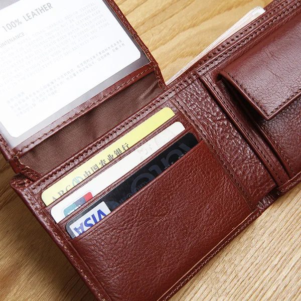 Genuine leather men's wallet slim short coin purses holders Italy leather