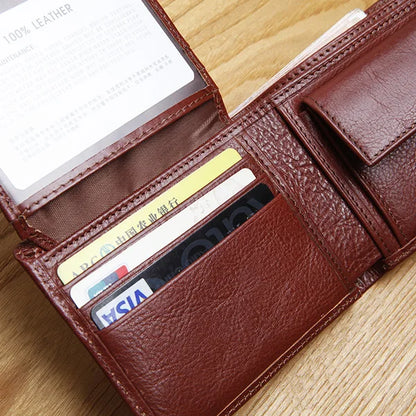 Genuine leather men's wallet slim short coin purses holders Italy leather