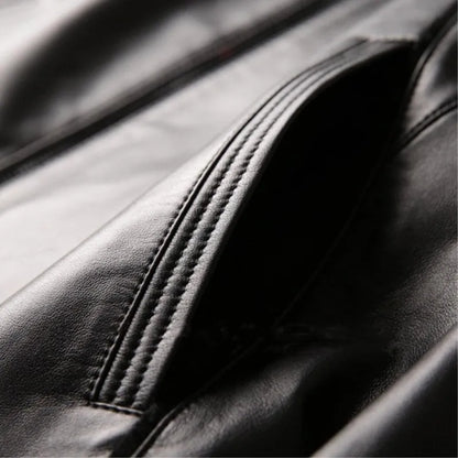Men's Genuine Sheepskin Leather Jacket Casual Stand Collar Male Coat Leisure Spring Autumn Wear