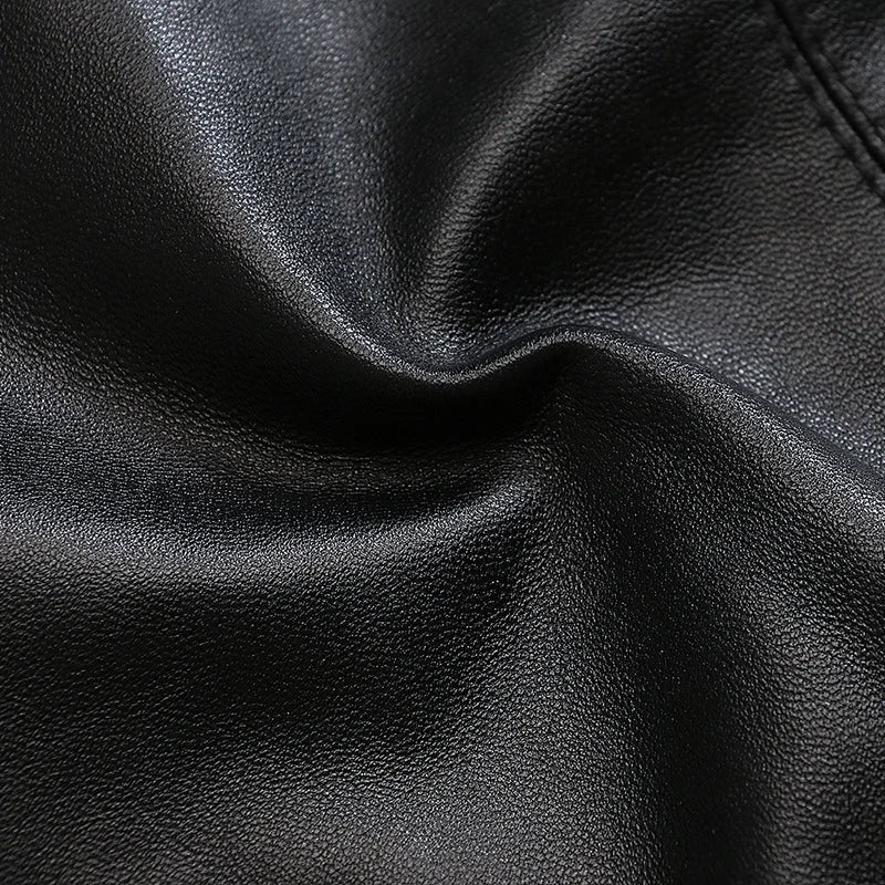 Men's Real Sheepskin Motorcycle Jacket, Leather Waistcoats, Large Size, Soft Black Vest, High-end Brand, Free Shipping, 2024