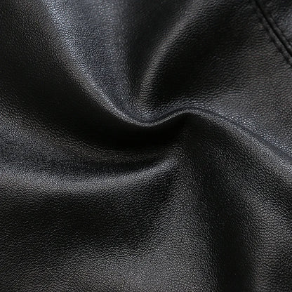 Men's Real Sheepskin Motorcycle Jacket, Leather Waistcoats, Large Size, Soft Black Vest, High-end Brand, Free Shipping, 2024