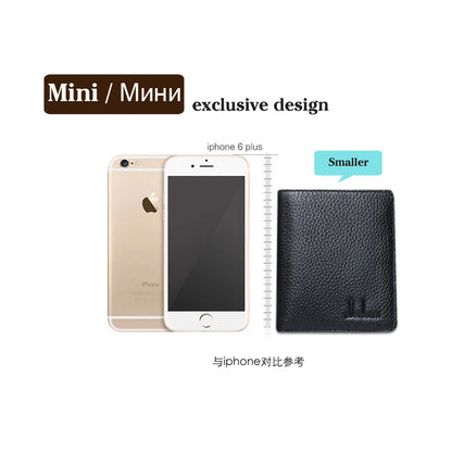 100% Genuine Leather Small Mini Ultra-thin Wallets men Compact wallet Handmade wallet Cowhide Card Holder Short Design purse New