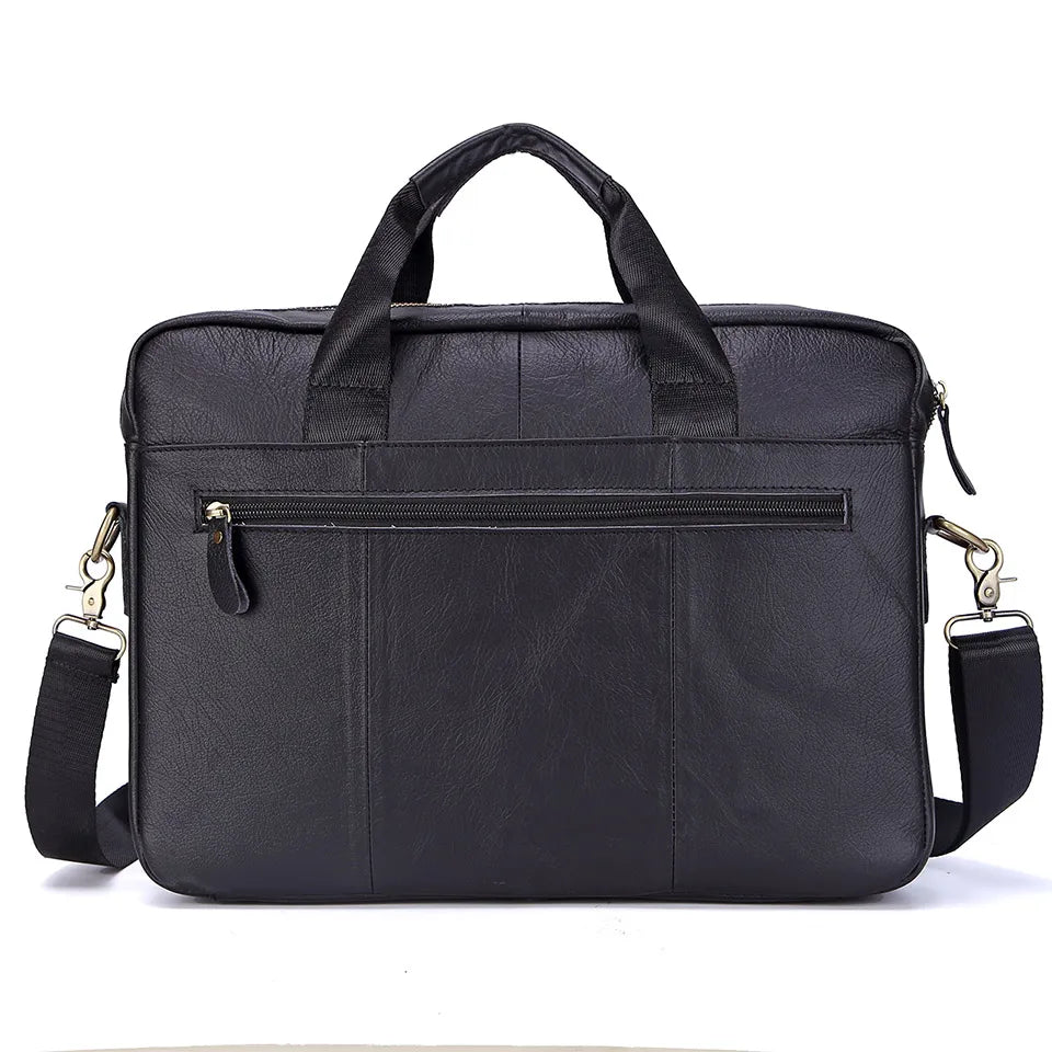 Men's Fashion Genuine Leather Briefcase Large A4 Document Shoulder Bag 14 Inch Laptop Messenger Tote Handbag Male