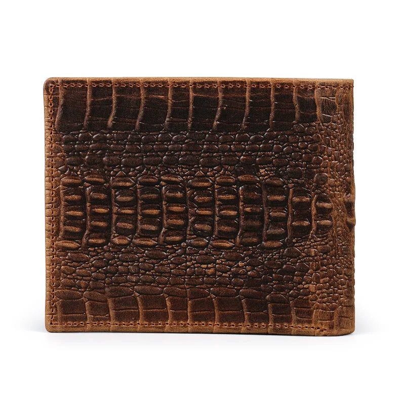 Ruil 2018 New Men Wallet Retro Casual Crocodile Shape Genuine Cowhide Leather Short Buckle Wallets Coin Purse Cards Holder