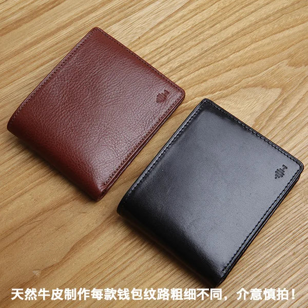 Genuine leather men's wallet slim short coin purses holders Italy leather