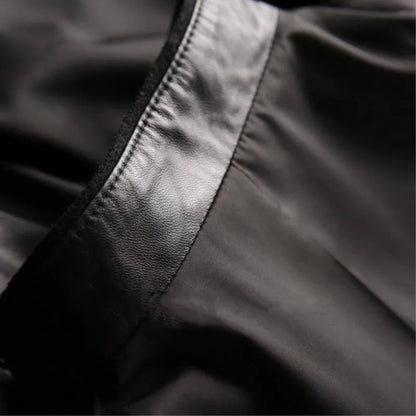 Men's Genuine Sheepskin Leather Jacket Casual Stand Collar Male Coat Leisure Spring Autumn Wear