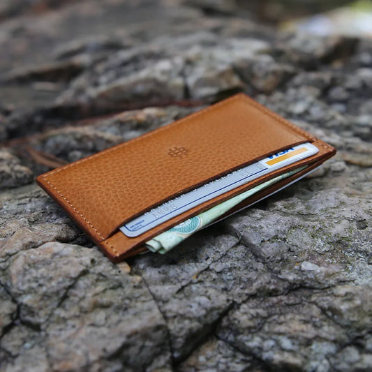 Leather Card Holder Men Minimalist Wallet Vegetable Tanned Leather Case For Cards Custom Gift Dropship