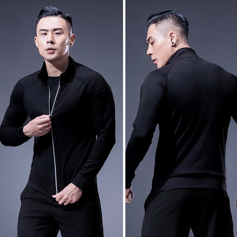 Men's Running Workout Jacket, Training Zipper Coat, Sportswear, Long Sleeve, Jogging Sweatshirt, Gym Clothing, Fitness Equipment