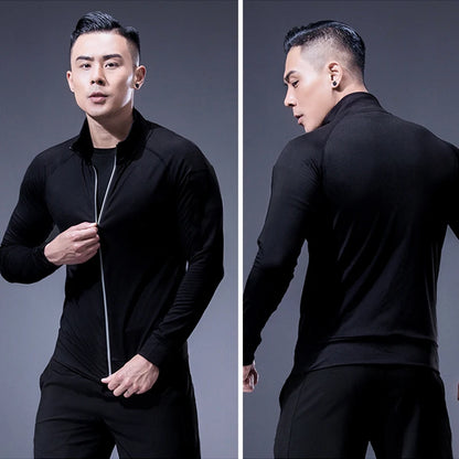 Men's Running Workout Jacket, Training Zipper Coat, Sportswear, Long Sleeve, Jogging Sweatshirt, Gym Clothing, Fitness Equipment