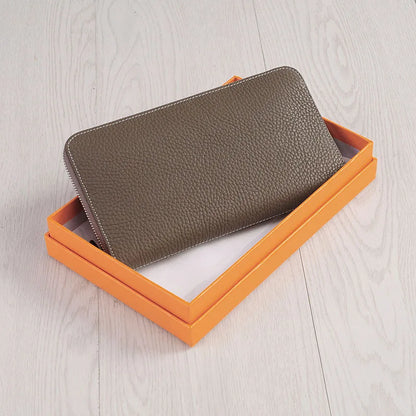 All Leather Women Wallet Long Zipper Luxury Designer Large Capacity Thin Phone Clutch Purse Credit Card Money Bag with Gift Box