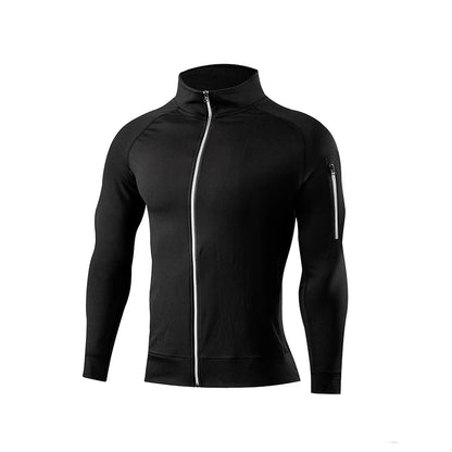 Men's Running Workout Jacket, Training Zipper Coat, Sportswear, Long Sleeve, Jogging Sweatshirt, Gym Clothing, Fitness Equipment