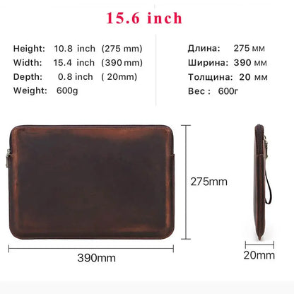 Laptop Briefcase Men For Macbook Air Pro 13 14 15 inch Cowhide Handbag Sleeve Tablet Pouch Case  Lenovo Thinkpad Matebook Funda