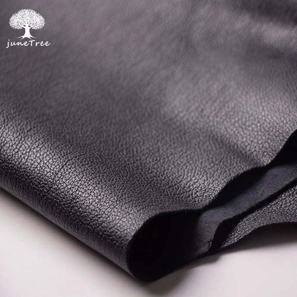Junetree Veg. Tanned Goat Skin Leather Genuine Leather for Leather Craft Shoe Clothes Bag Thick 1.0-1.3mm Black