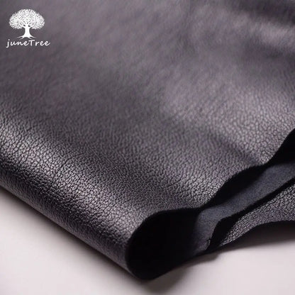 Junetree Veg. Tanned Goat Skin Leather Genuine Leather for Leather Craft Shoe Clothes Bag Thick 1.0-1.3mm Black