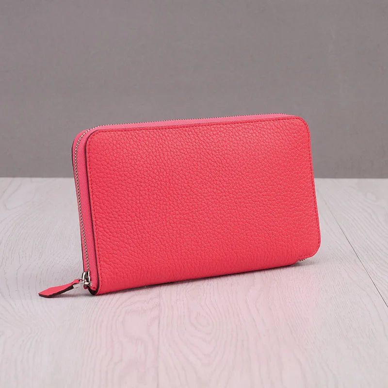 All Leather Women Wallet Long Zipper Luxury Designer Large Capacity Thin Phone Clutch Purse Credit Card Money Bag with Gift Box
