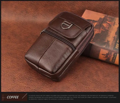 Men's Leather Waist Bag - Large Capacity Mobile Phone Belt Bag - Outdoor Work Backpack, Sports Hiking Bag Portable Crossbody Bag