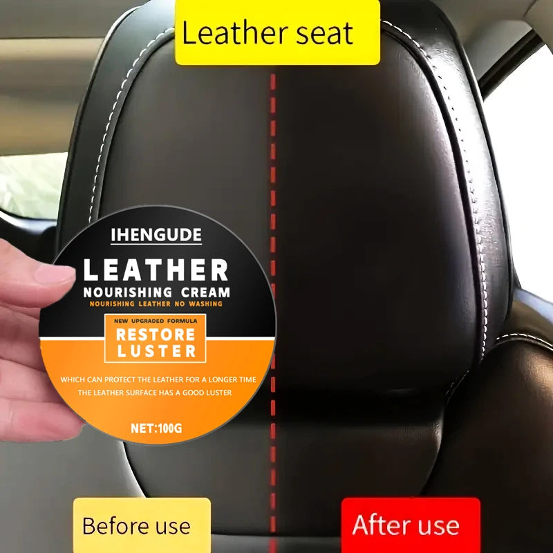 Leather Care Agent, Long-Lasting Car Seat Polishing and Nourishing Care, Leather Care Cream Suitable for Leather Pants, Bags, Shoes, Furniture