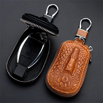 Leather Car Key Case Fashion Mini Men'S Key Wallet Pocket Key Holder Organizer Pouch Keys Organizer Large Capacity Zipper Bag