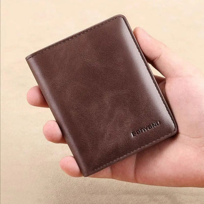 Vintage Leather Mini Wallets for Men RFID Card Holder Money Clip Slim Male  Purse Men's Wallet Bag