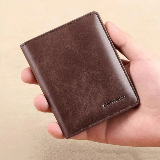 Vintage Leather Mini Wallets for Men RFID Card Holder Money Clip Slim Male Purse Men's Wallet Bag