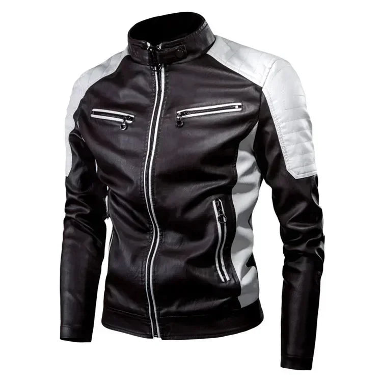 Men Stand Collar Motorcycle Leather Jackets Slim Fit PU Leather Coats Quality New Fashion Male Autumn Casual Leather Jackets 5XL