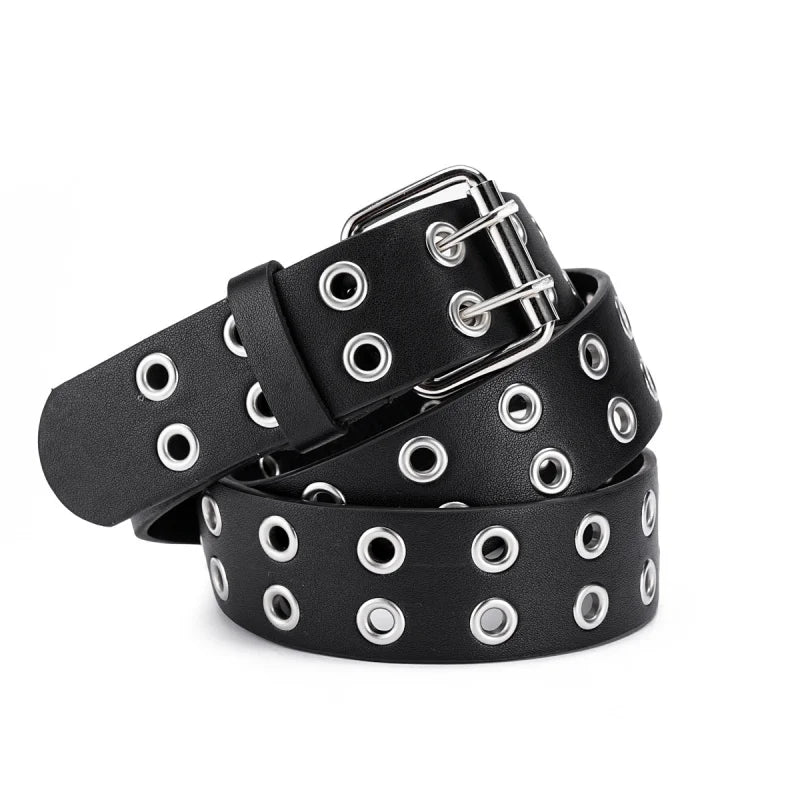 Men's and Women's Belt Elegant Genuine Leather Belt Punk Style Jeans Dress Waist Accessory