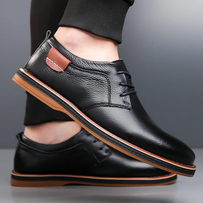 Men's Leather Shoes Anti-Slip Wear-Resistant Commuter Comfortable Casual Shoes for Business-2885