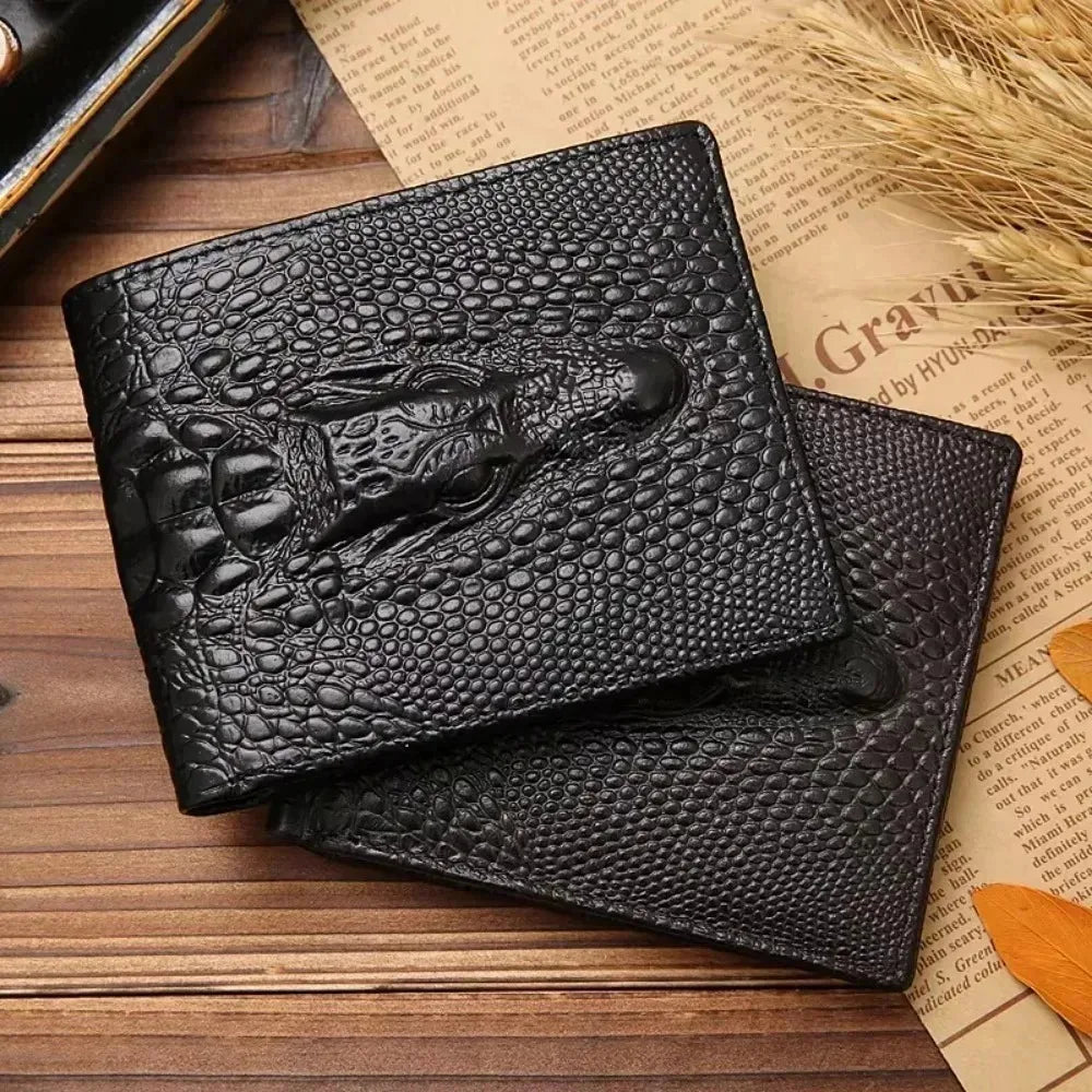 PU Leather Wallets Luxury Cattle Male Crocodile Emboss Simple Standard Brand Handy Purse Men Wallet