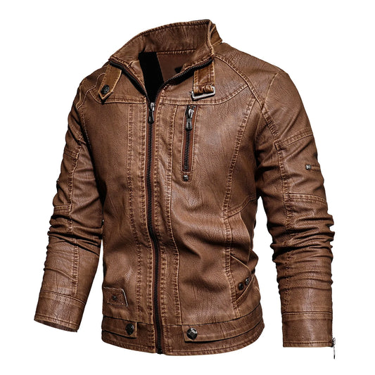 Winter Leather Jacket Men's Chothing New Men Coat Jackets Coats Faux Leather Water Proof Vintage Biker Jacket Men Windproof