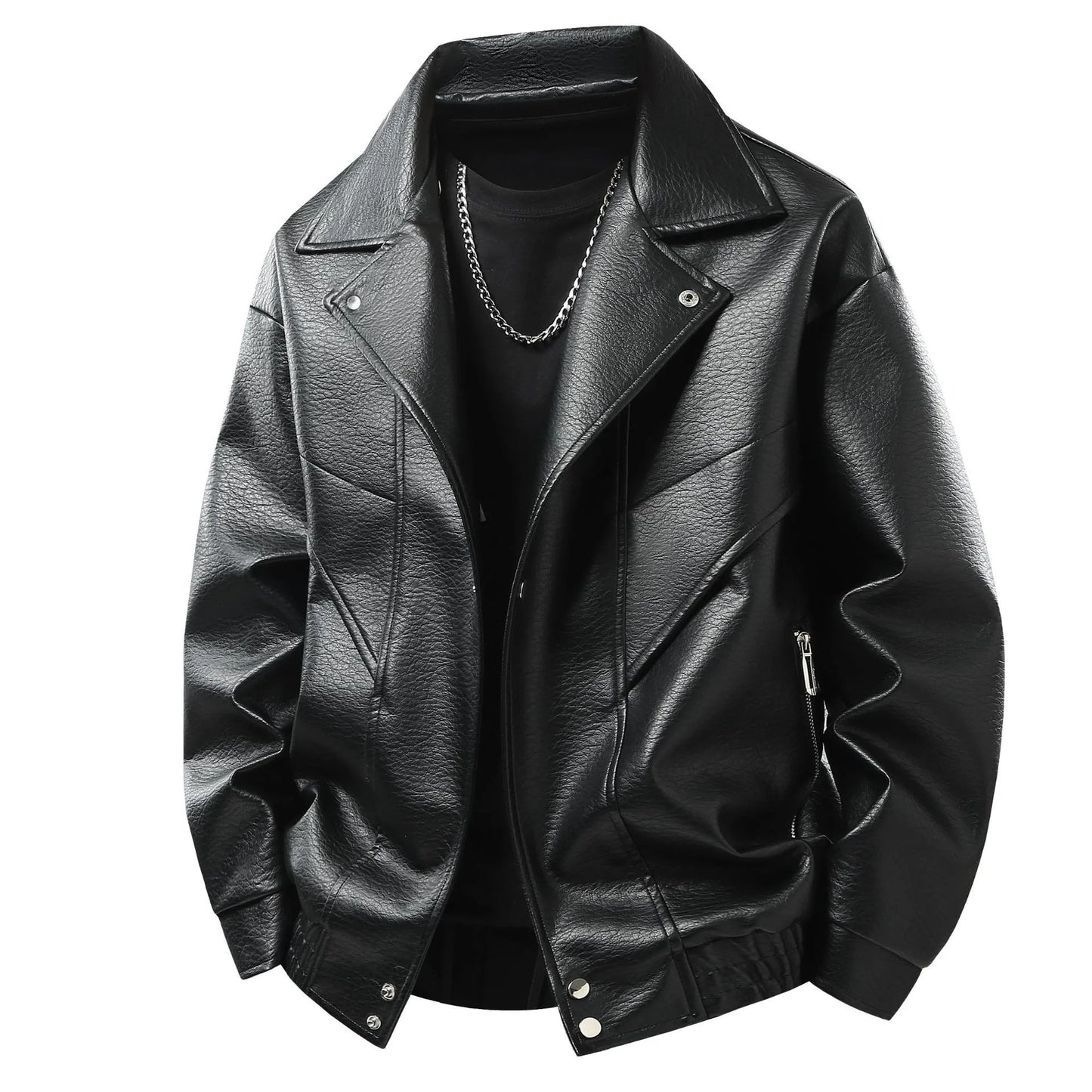 Leather jacket men's  version trendy handsome locomotive jacket men's lapel top