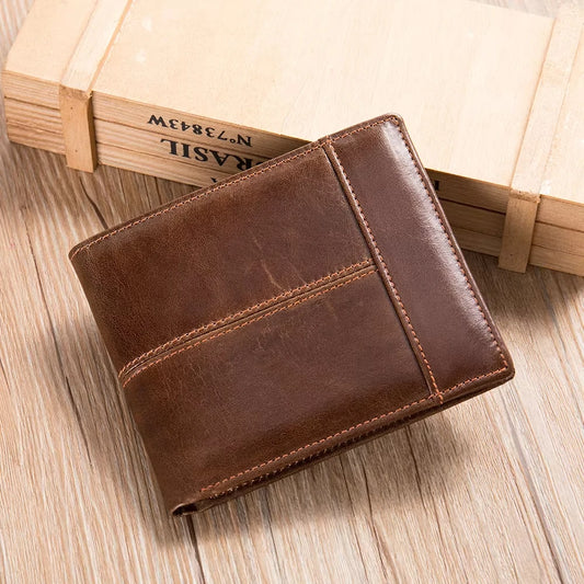 Genuine Leather RFID Wallet for Men with Coin Purse Cardholder Money Bags Genuine Leather Wallet