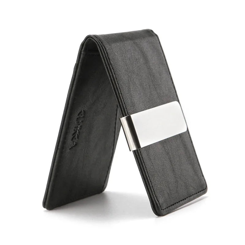 Fashion Men's PU Leather Money Clips Wallet Multifunctional Thin Man Card Purses Women Metal Clamp For Money