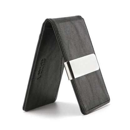 Fashion Men's PU Leather Money Clips Wallet Multifunctional Thin Man Card Purses Women Metal Clamp For Money