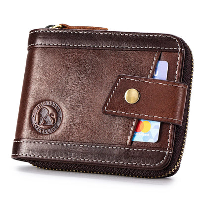 Leather wallet, men's leather coin purse, multi slot with photo album window, anti-theft brush, perfect gift item