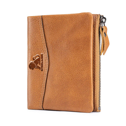 New Cow Leather Men's Wallet RFID Short Card Holder Male Vintage Purse For Men
