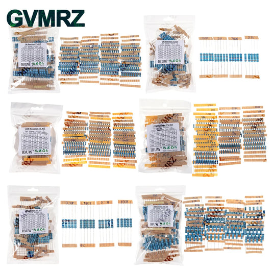 1/4W 1/2W 1W 2W 3W Resistance Set 1% Metal Film Resistor Assortment Kit 1K~820K 0.1R~750R 10K
