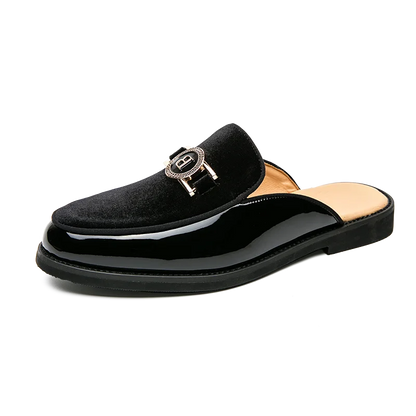 Leather Casual Shoes For Men Luxury Black Mules Fashion Flats Summer Breathable Outdoor Slippers Male Slip On Loafers Designer