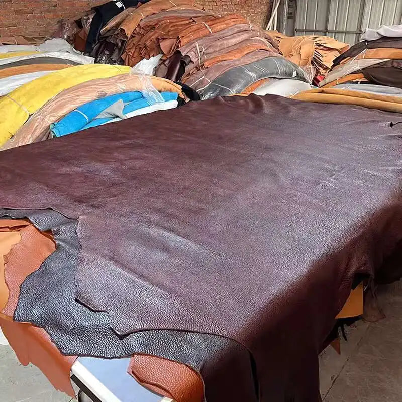 4mm thick cowhide top layer  reddish-brown leather fabric genuine leather table mat sofa  mattress yellowish-brown cowhide