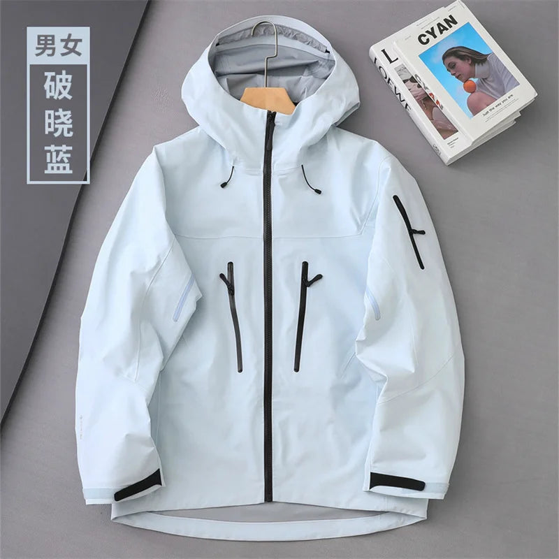 Outdoor Hard Shell Jacket Men Mountaineering Skiing Camping Cycling Jogging Hooded Breathable Waterproof Coat Quality Sportswear