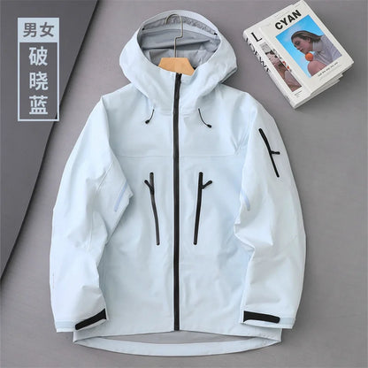 Outdoor Hard Shell Jacket Men Mountaineering Skiing Camping Cycling Jogging Hooded Breathable Waterproof Coat Quality Sportswear
