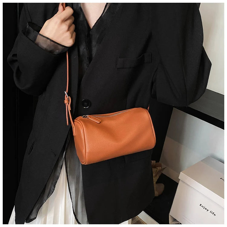 Red Soft Leather Handbag Women 2026 Spring Summer New Casual Crossbody Bags Korean Solid Versatile One Shoulder bag Trend
