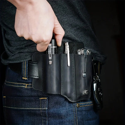 Tactical Multi Tool Belt Leather Bag Portable Tool Storage Bag Holster Outdoor Camping Hunting Waist PU Leather Pocket